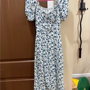 Mimi Chica Cream Maxi Dress with Blue Floral Print